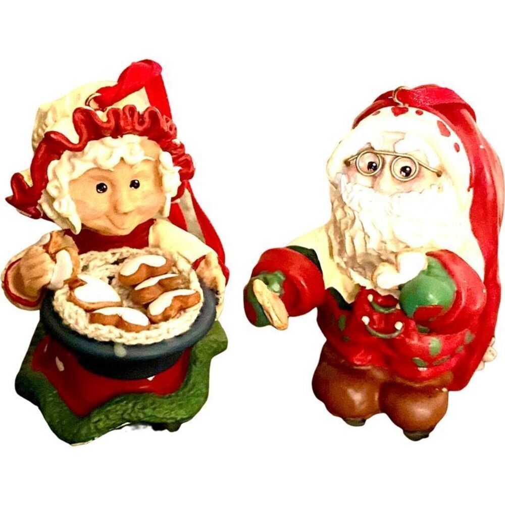 Vintage Kurt S. Adler Ornaments Santas World Holly Dearies 5” Set of Two New in